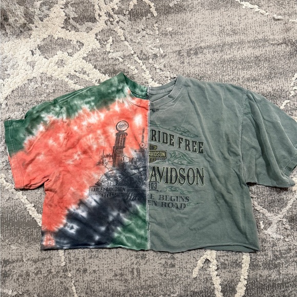 Harley-Davidson Tops - Vintage Reworked Harley-Davidson Cropped Tee